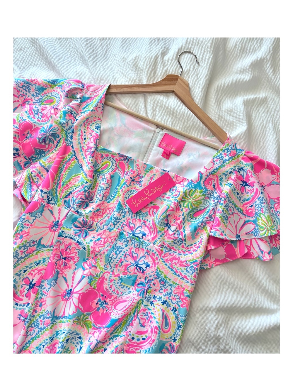 Lilly Pulizter Anniston Stretch Ruffle Sleeve Mini Dress